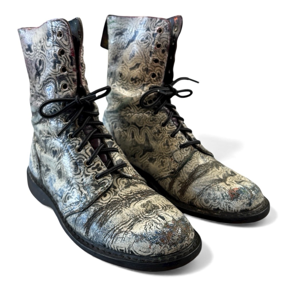 Vintage Dr Martens Eva‎ Ankle Combat Boots Womens 7 Soft Leather Made in England - Picture 2 of 13